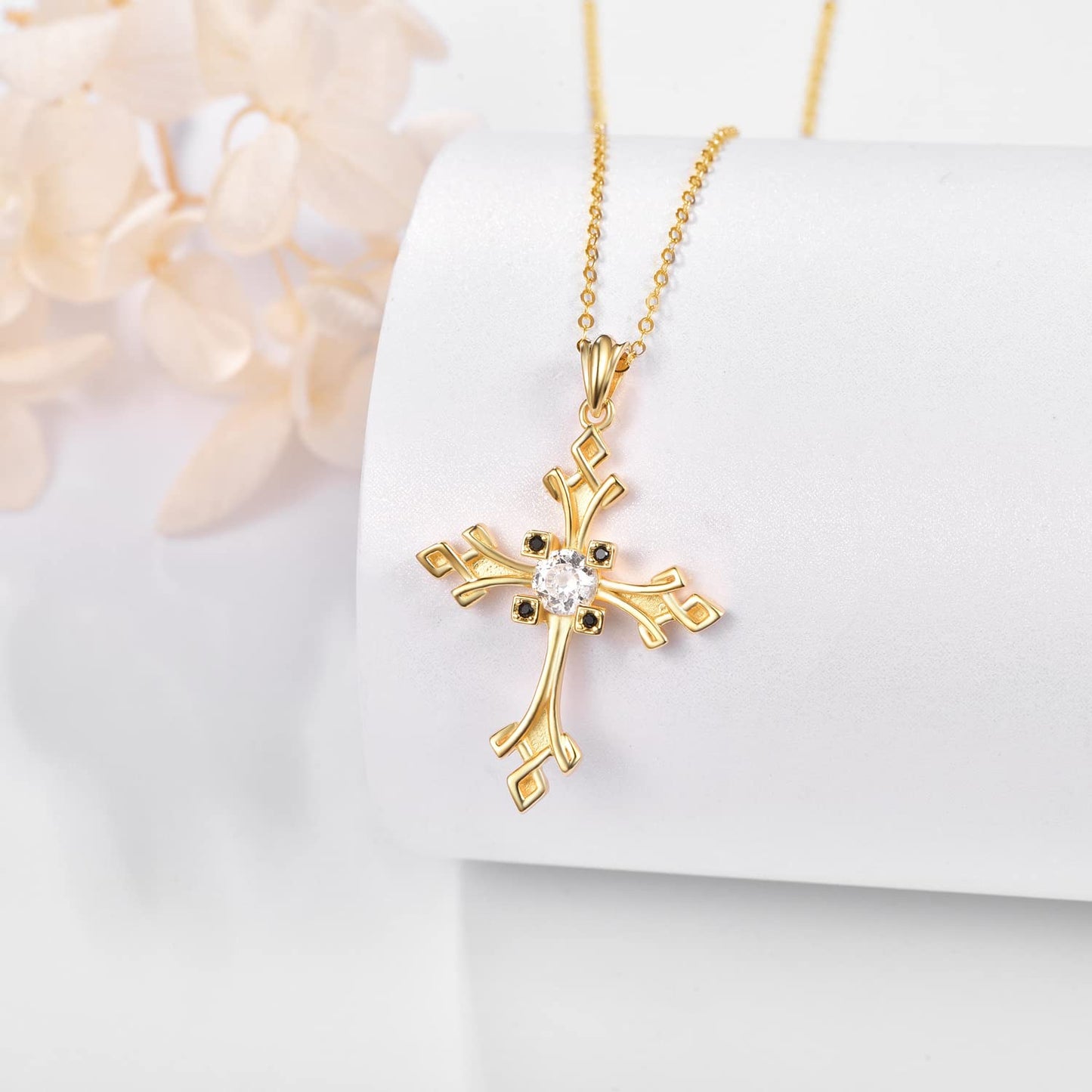 Dreamboat Sterling Silver Cross Necklace for Womens Gold Plated Cross Pendant Crucifix Necklace Faith Christian Jewelry Confirmation Religious Gifts Mother