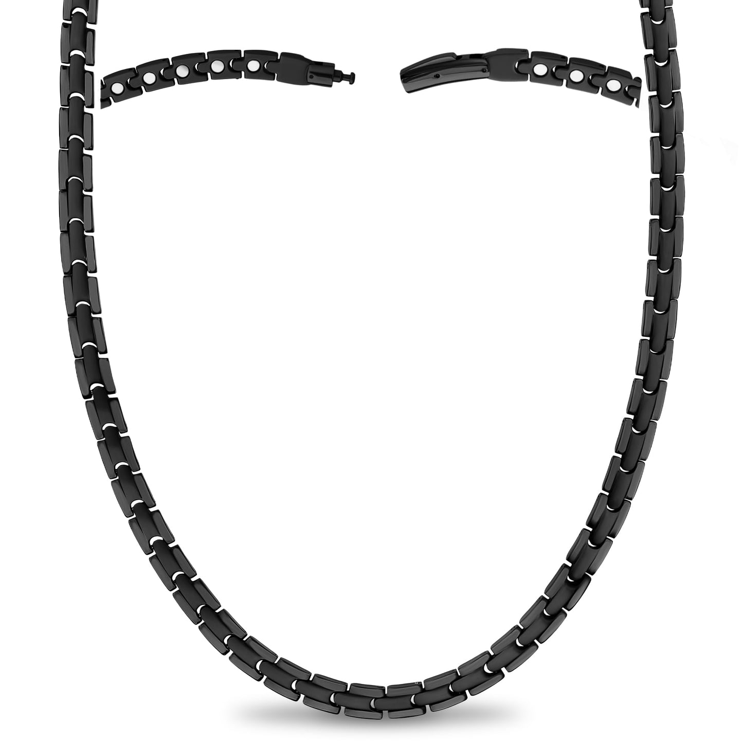 MagnetRX Titanium Magnetic Necklace – Ultra Strength Magnetic Necklaces for Men & Women – Effective Titanium Necklace with 62 Magnets (Black, 22 Inches)