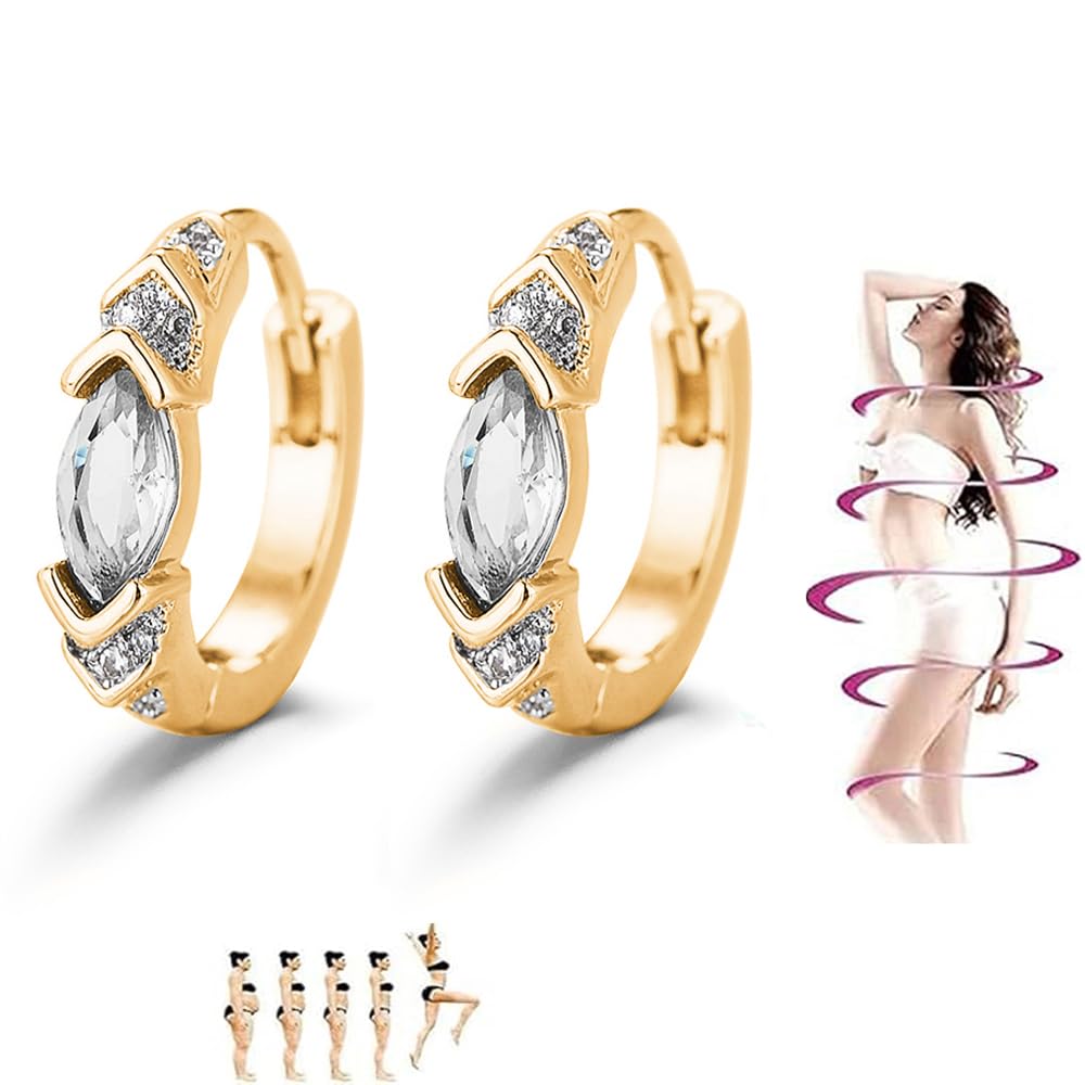 Lymphatic Drainage Slimming Hoop Earrings, Titanium Ion Lymphvity Germanium Earring Acupuncture Therapy Hoop Moissanite Earrings Jewelry for Women Men (gold)