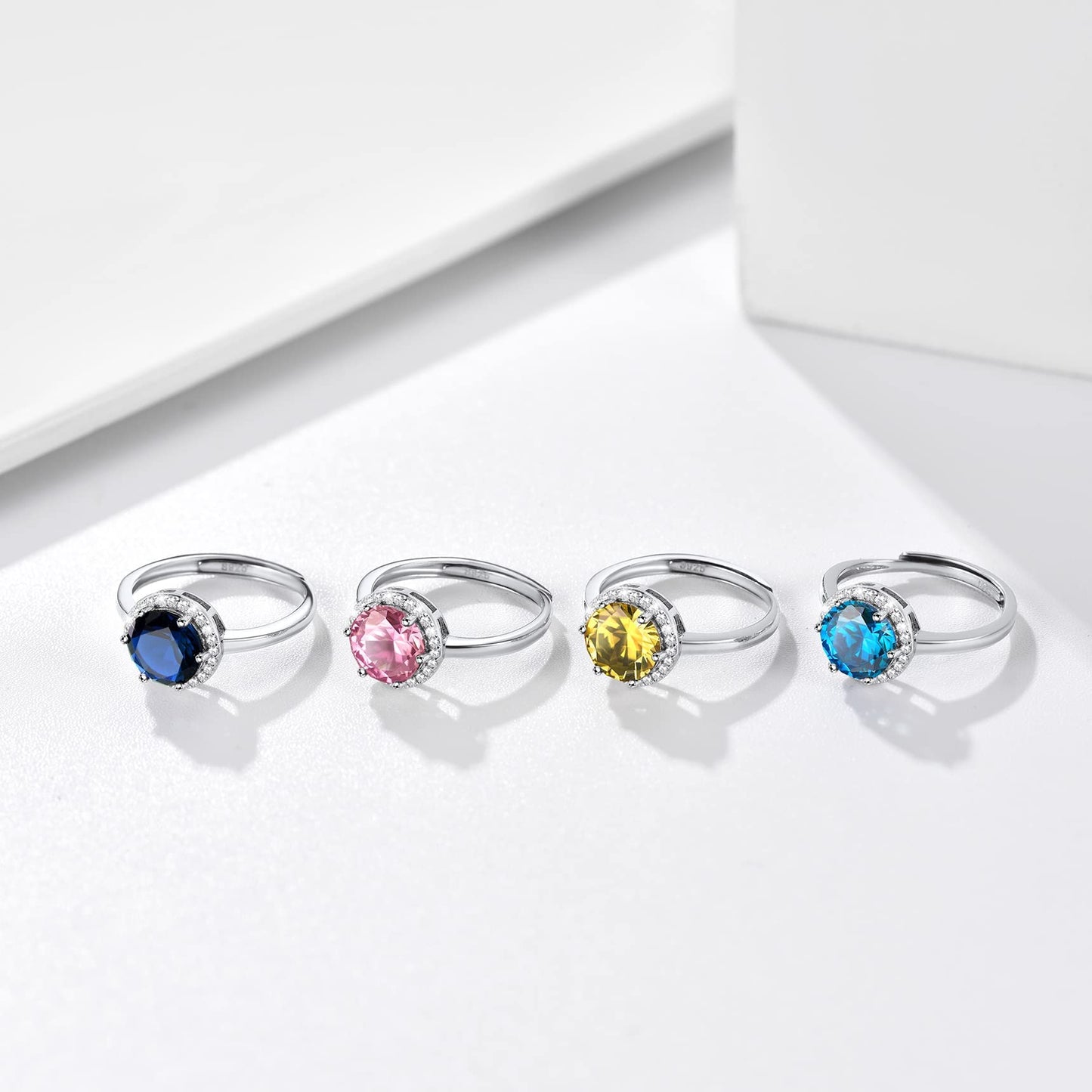 Bestyle Infinity Love Round October Pink Tourmaline Gemstone Rings with Sparkling CUbic Zirconia, Brilliant Love Round Diamond Halo Rings Statement Jewelry for Women