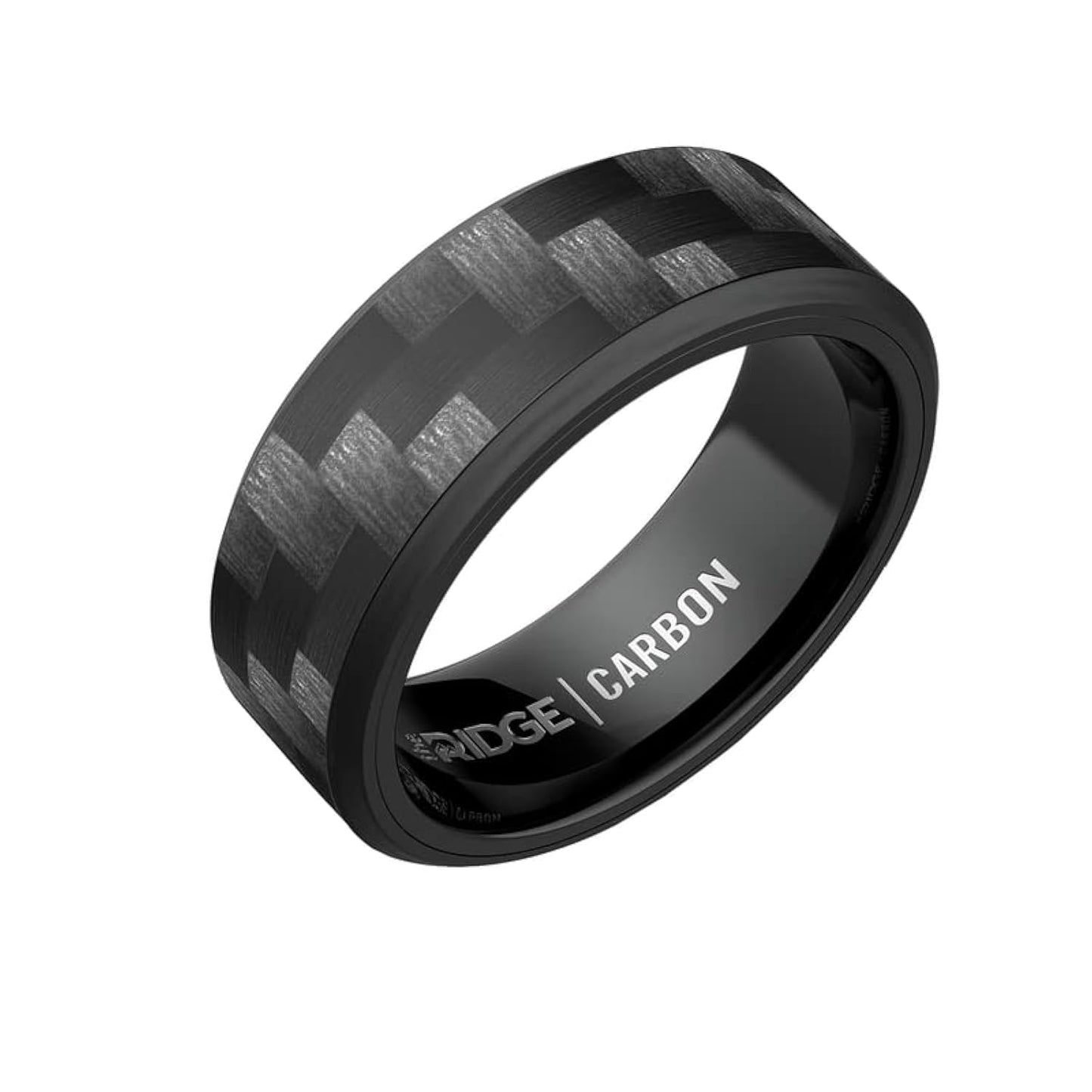 The Ridge Carbon Fiber 3K Beveled Ring Comfort Fit Wedding Band - 14