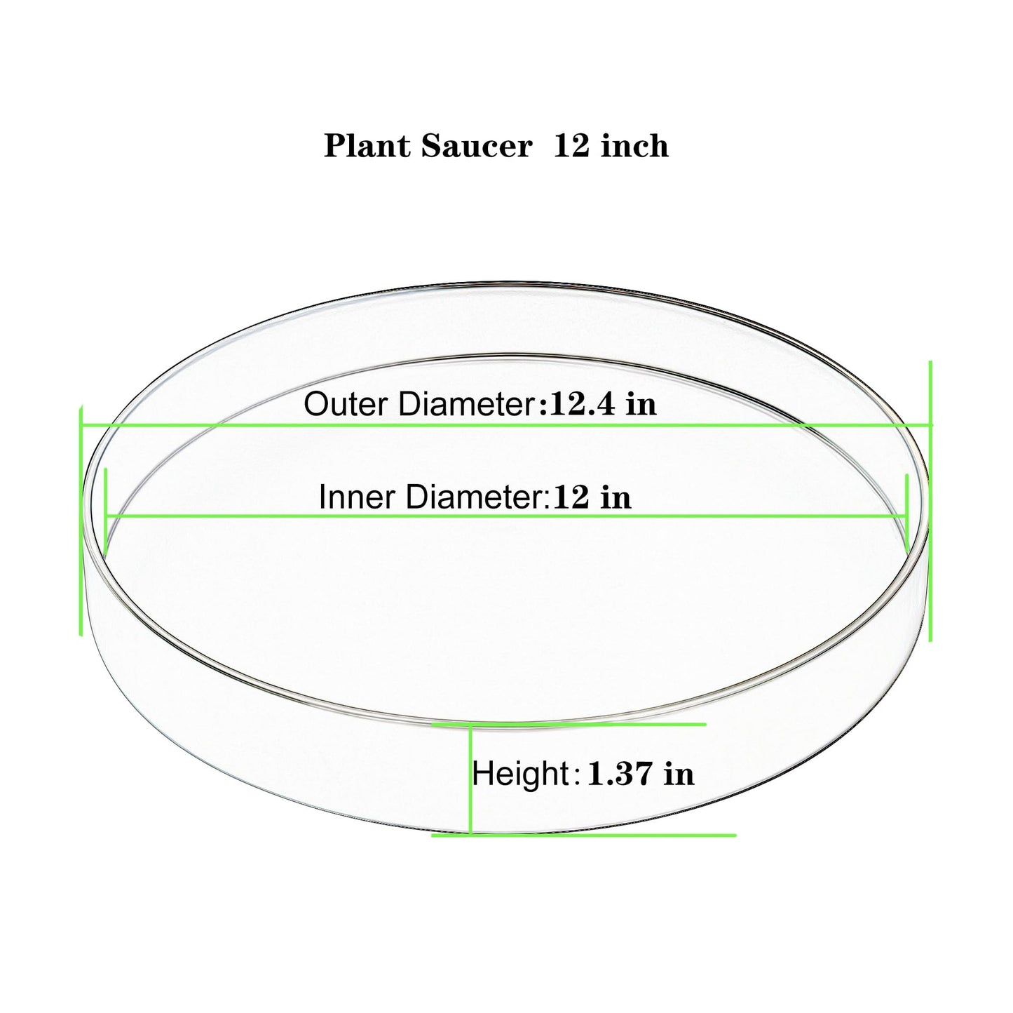 Afrine 1 Pack 12 inch Plant Saucer Drip Tray, Heavy Sturdy Plastic Planter Flower Pot Drainage Tray Plate Saucers for Indoor Outdoor Garden, Plant Water Drip Trays for pots Base (12", Black)