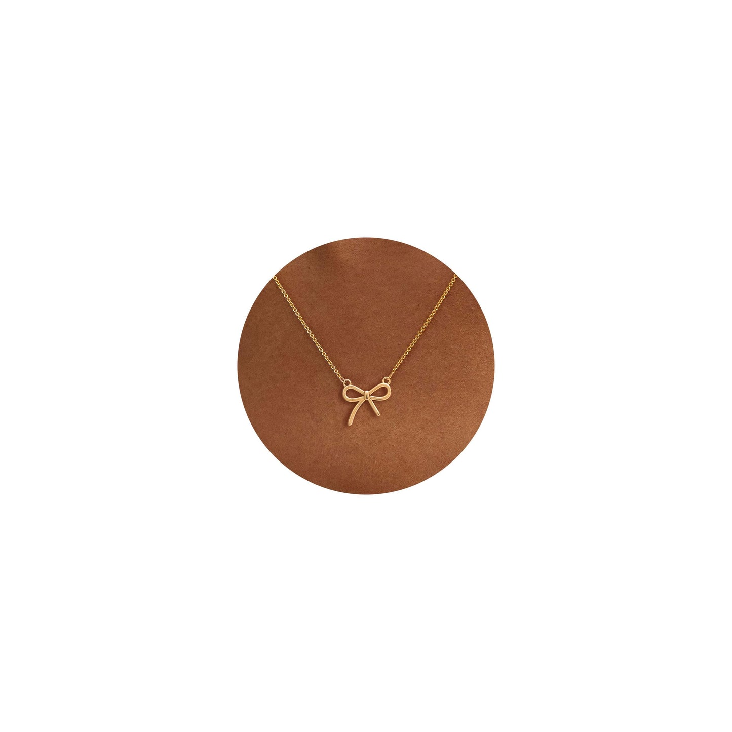 VRIUA Bow Necklace 14K Gold Plated Dainty Gold Bow Necklace for Women Everyday Simple Jewelry Gift
