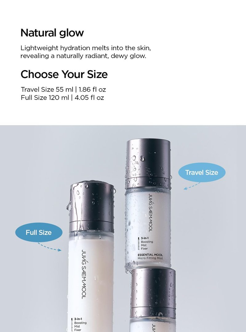 JUNG SAEM MOOL Essential Mool Micro Fitting Mist | Micro-Fine Setting Spray for Makeup & Hydrating Primer for Face with Thermal Spring Water, Long-Lasting Fix & Dewy Finish, Korean Makeup (4.06 Fl Oz)