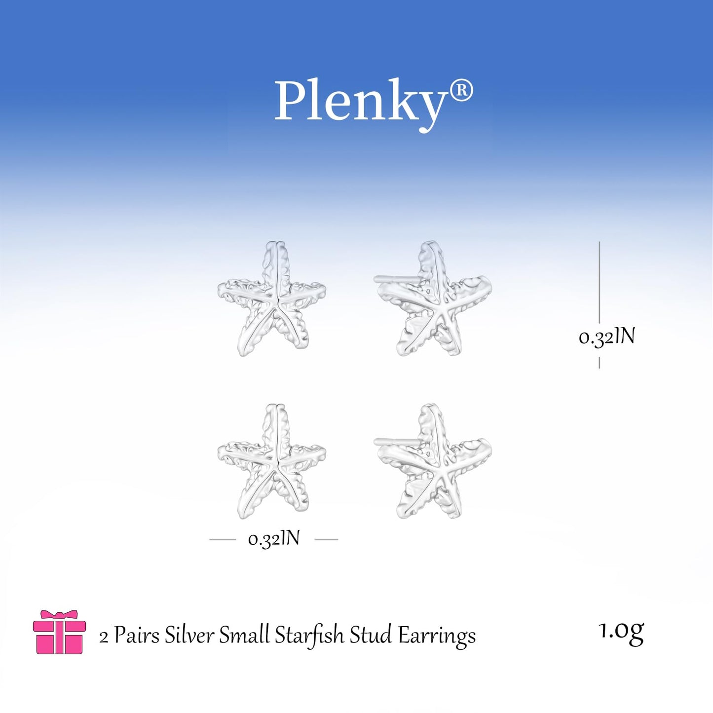 Plenky Gold Earrings for Women - 2 Pairs 14K Silver Plated Small Starfish Stud Earrings Set Beachy Jewelry for Women Gifts