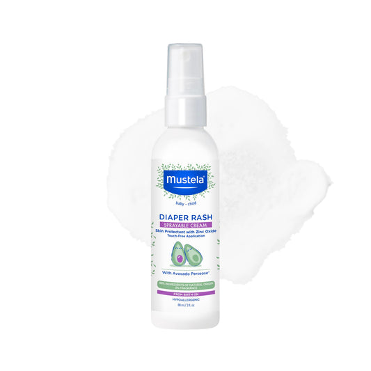 Mustela Baby Diaper Rash Cream Spray – Touch-Free protectant with Zinc Oxide & Natural Avocado - Treats, Soothes and Prevents Diaper Rash- Fragrance-Free - 3 fl. oz