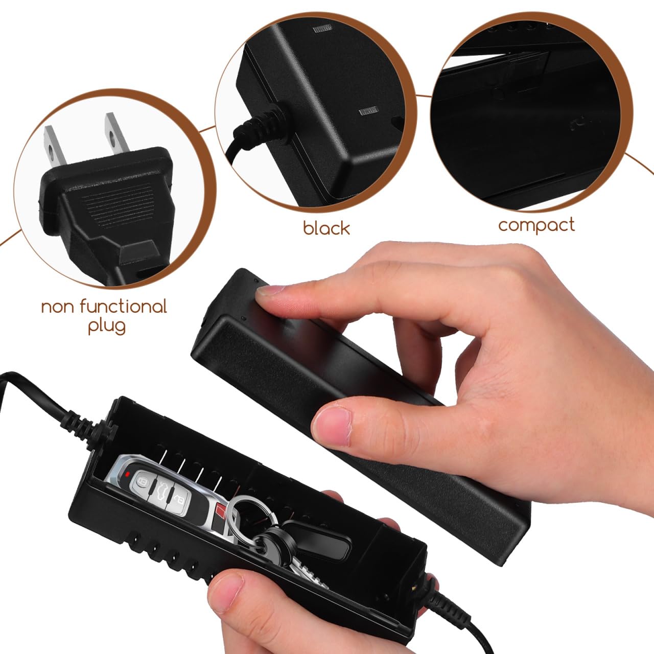 Housoutil Hidden Storage Box, Fake Charger Plug Secret Container, Hidden Safe Box, Secret Compartment for Cash Jewelry Valuables Medicine Keys