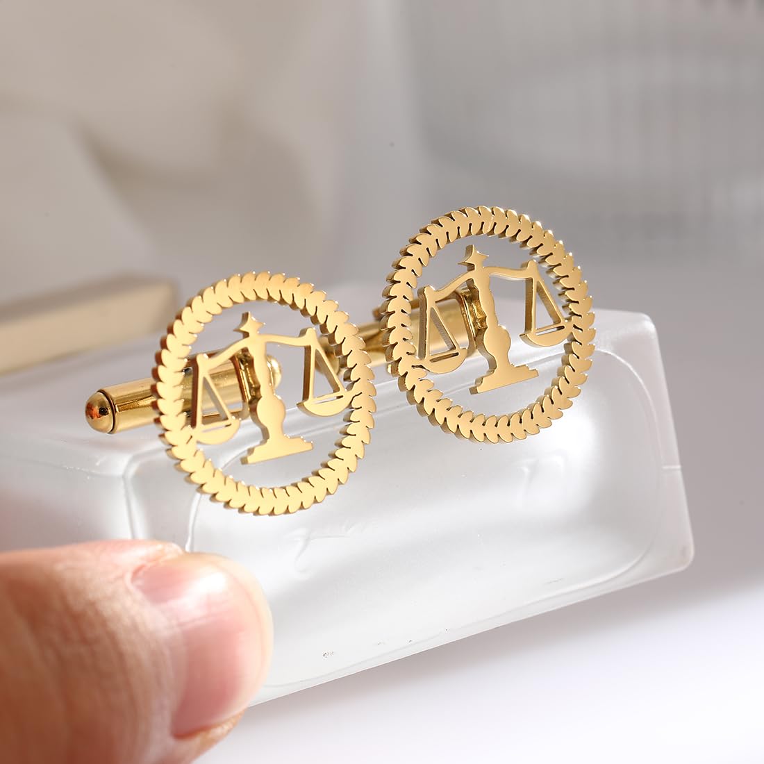 Metal Balance Badges Suit Brooch Libra Scales Brooches For Men (rose gold cuff-link)