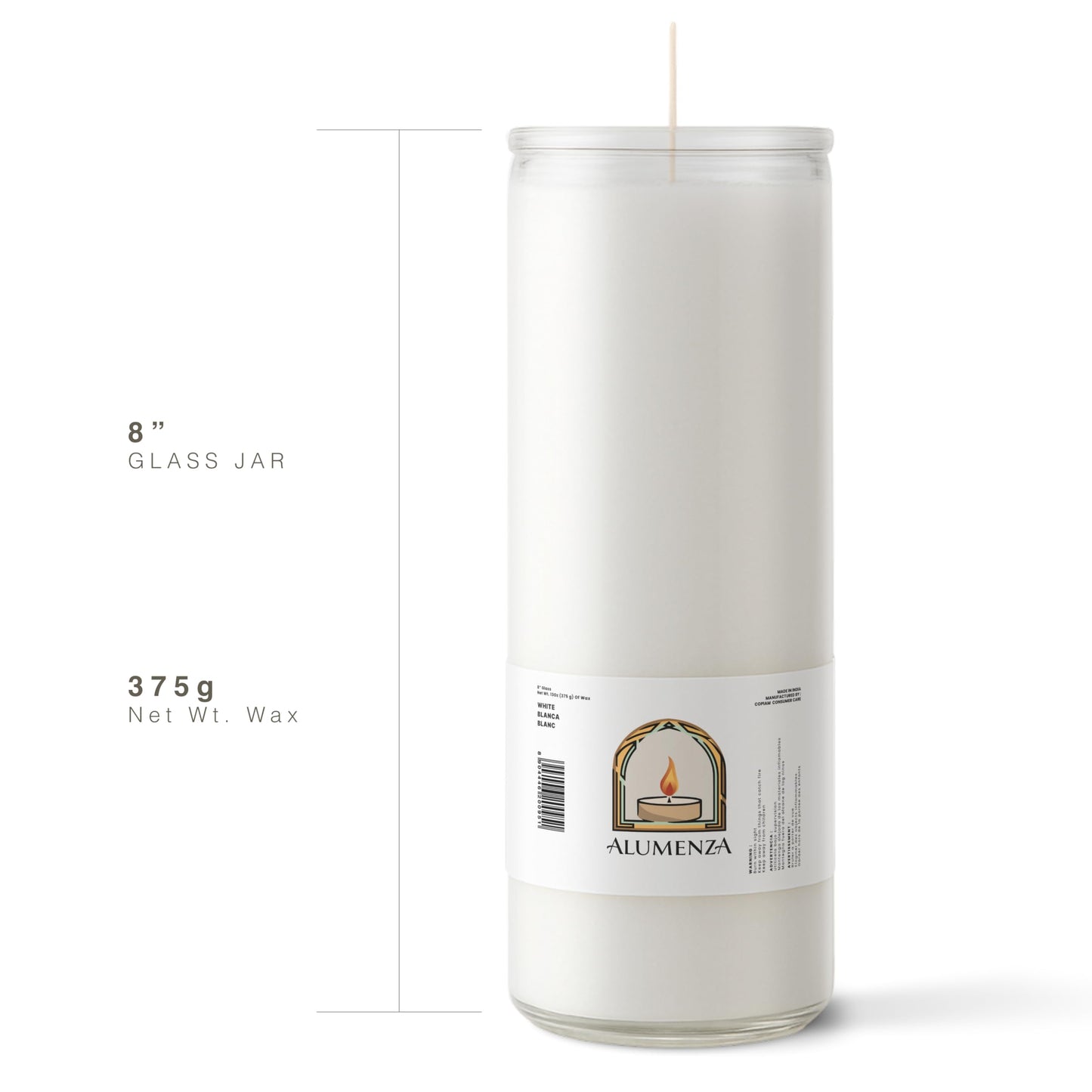Alumenza 3 Pack Santa Cruz Candle in Glass Jar 90 Hours– Paraffin Wax, Clean Burning Unscented | Large & Tall Devotional Prayer Pillar Candles for Home, Memorial, Rituals