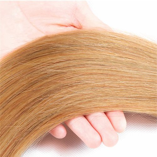 Biliisyff Color #27 Bundle Honey Blonde Straight Human Hair Bundles Brazilian Grade 8A Virgin Hair Extensions 24 24 24 Inch Double Weft 27 Straight Hair Weave