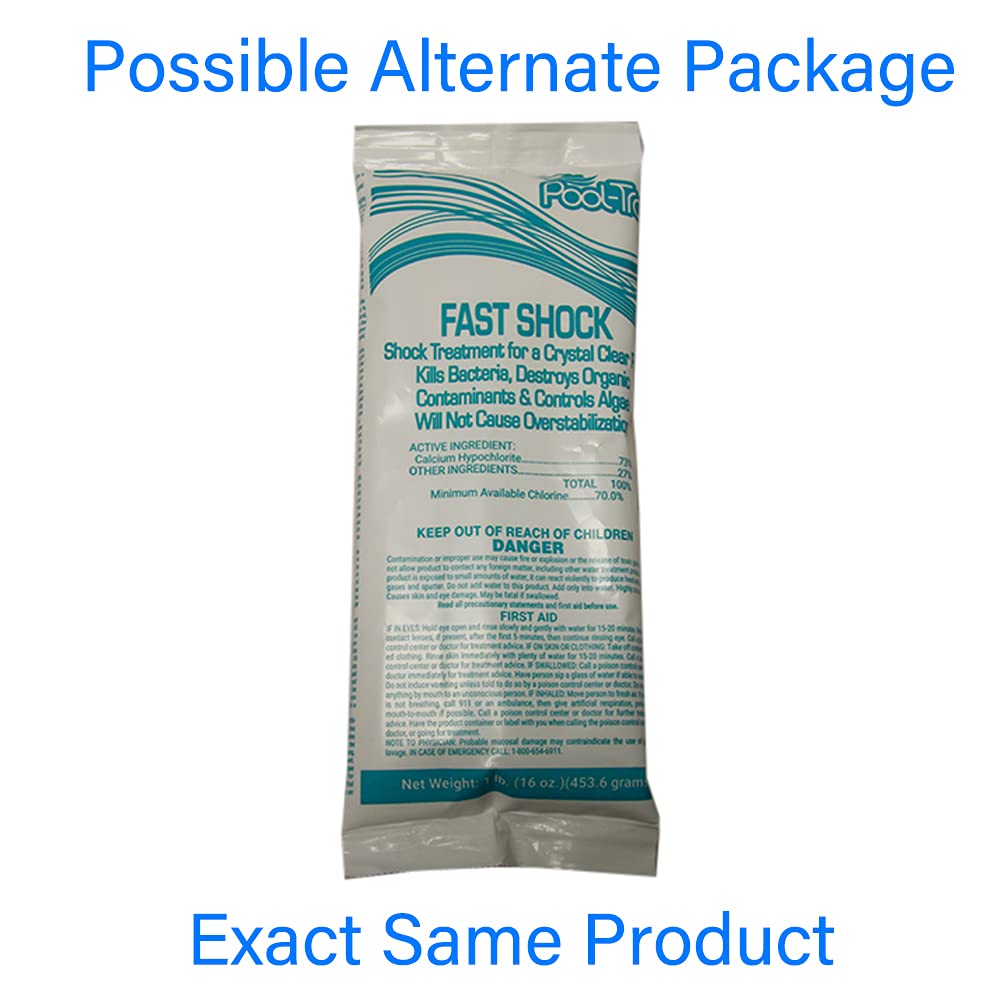 Rx Clear Mega Shock | 73% Calcium Hypochlorite | Kills Algae in Swimming Pools | Works As Pool Sanitizer Clarifier and Algicide | One Pound Bags | 24 Pack