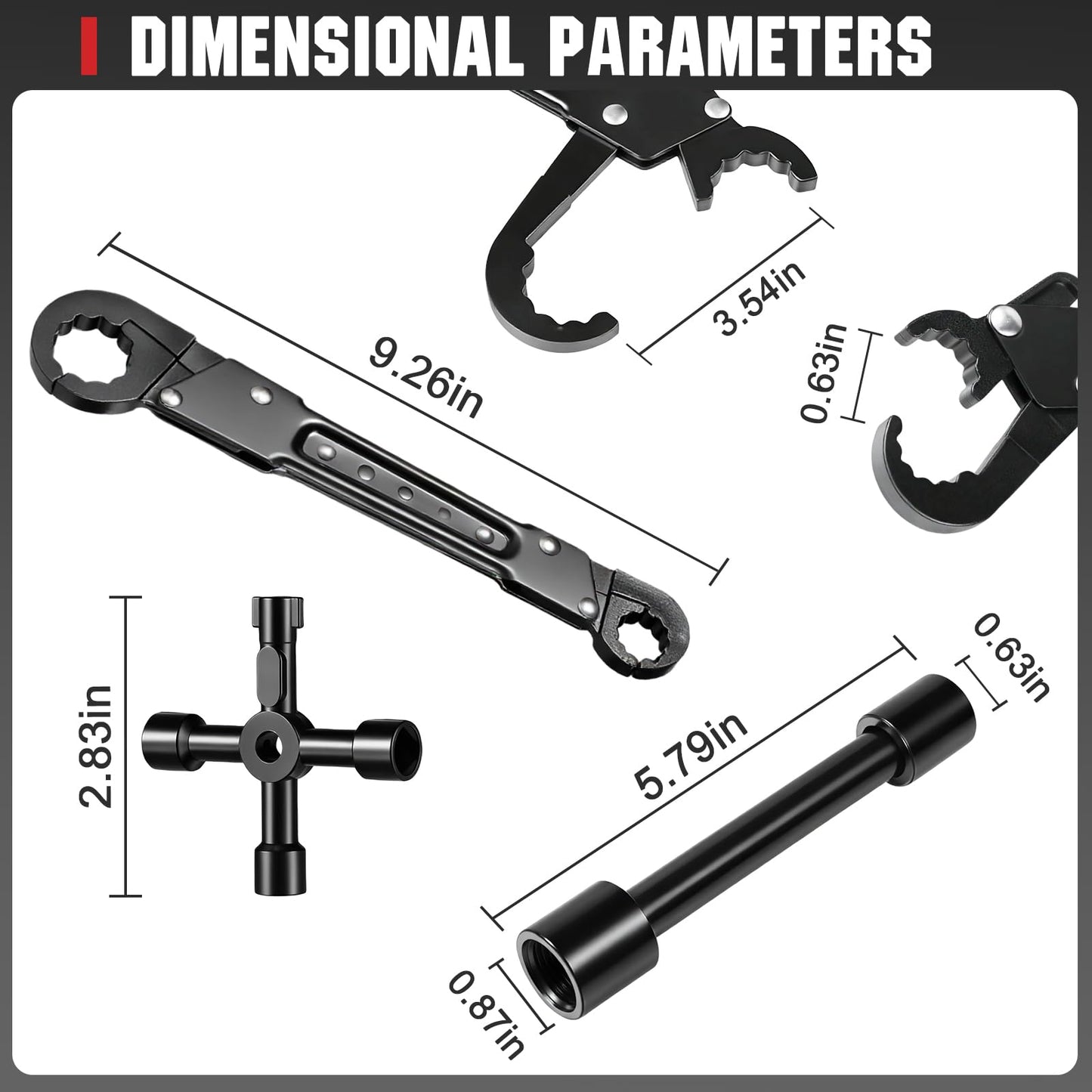 CRAFTZONE 3 Pcs Plumbing Tools Angle Stop Wrench Kit with 4-Way Sillcock Key, Adjustable Wrench for Installing & Removing Compression Angle Stop and Fittings