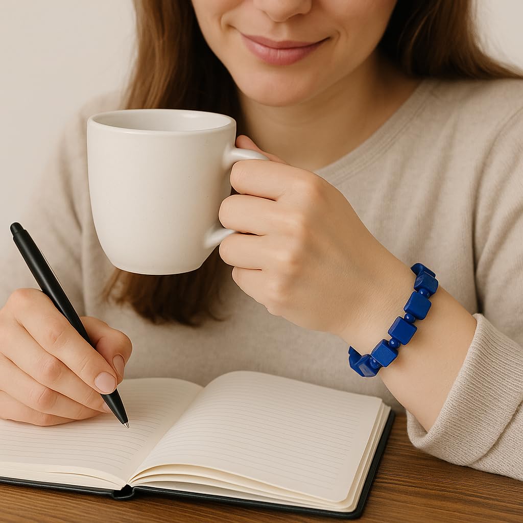 Lapis Lazuli Healing Bracelet – Real Crystal Beads for Stress Relief, Meditation & Chakra Balance – Natural Gemstone Jewelry Gift for Women & Men, Adjustable with Gift Box (Cube Round （no gift box）)
