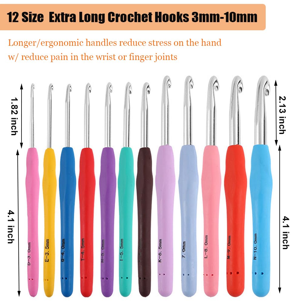 Mdoker 21 Sizes Crochet Hooks Set,Ergonomic Crochet Hook with Case for Arthritic Hands,Complete Crochet Set for Beginners & Lovers(0.8mm-10mm)
