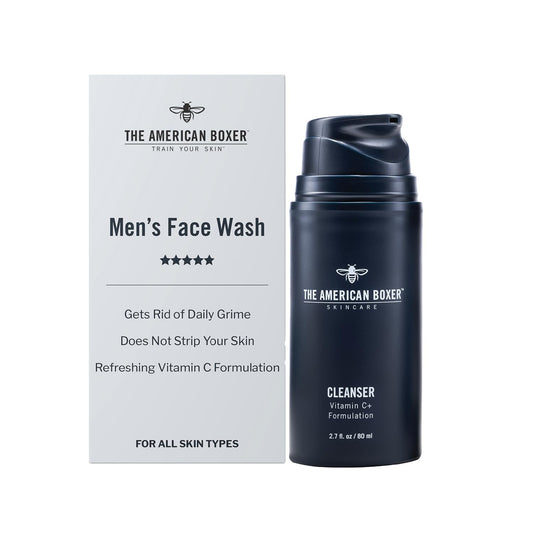 The American Boxer Mens Daily Face Wash Cleanser, Deep Cleaning, Does Not Strip Skin, Gets Rid of Grime, Beats Breakouts, Refreshing Skin Hydration, Facial Cleanser for Men, For All Skin Types