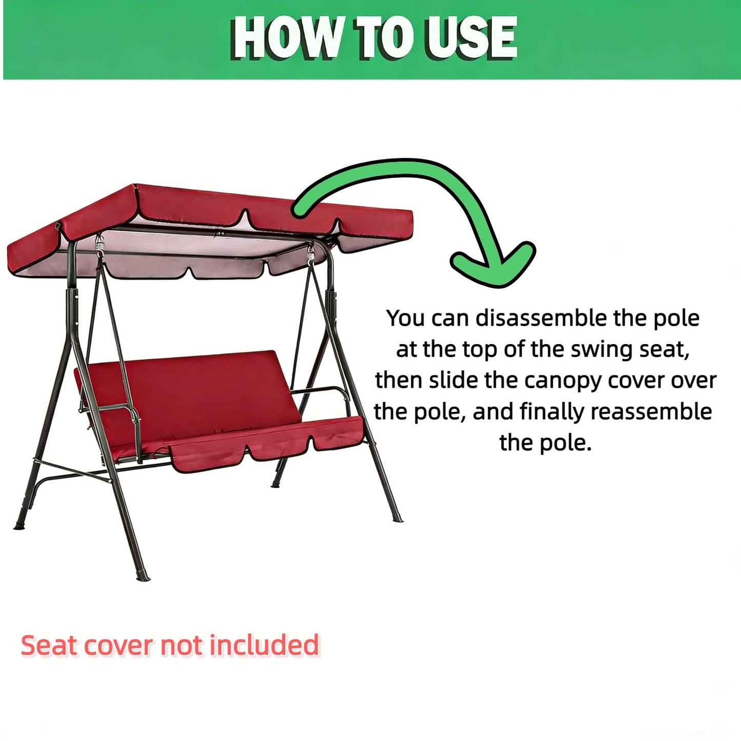 Swing Canopy Replacement Cover, Waterproof Sun Shade Porch Swing Canopy Replacement Top for 2-3 Seater Outdoor Garden Yard Patio Swing Cover (Navy Blue, 65×45×5.9 Inch)