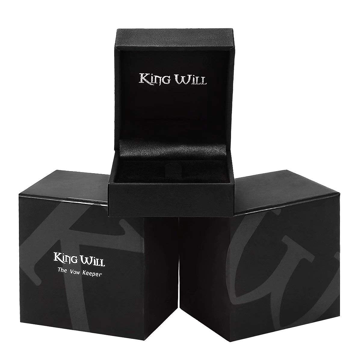 King Will 9mm Men's Black Wedding Ring - Brushed Matte Surface, Beveled Polished Edge, Comfort Fit Size 10