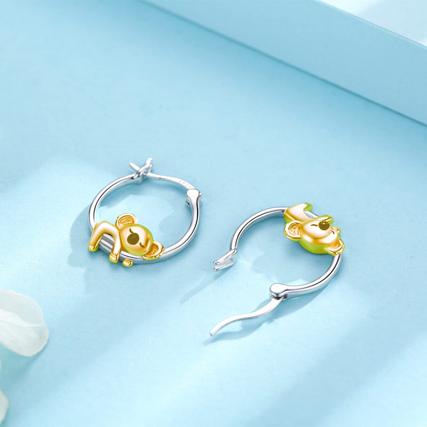 Koala Hoop Earrings for Women Girls Sterling Silver Small Animal Huggie Hoop Earrings for Sensitive Ears Koala Jewelry Gifts for Little Girls