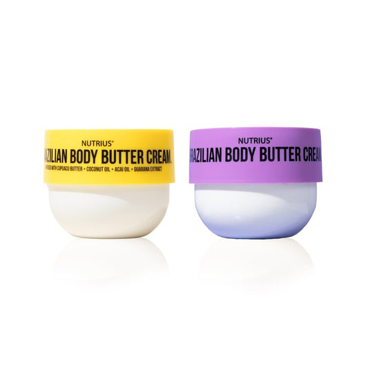 Nutrius Brazilian Body Butter Cream Variety Pack, Hydrating Body Butter for Dry Skin with Acai, Mango and Cupuacu Butters, Deep Moisturizing Body Cream, Coco Bliss & Botanical Bliss, 6.76 oz (2 Pack)