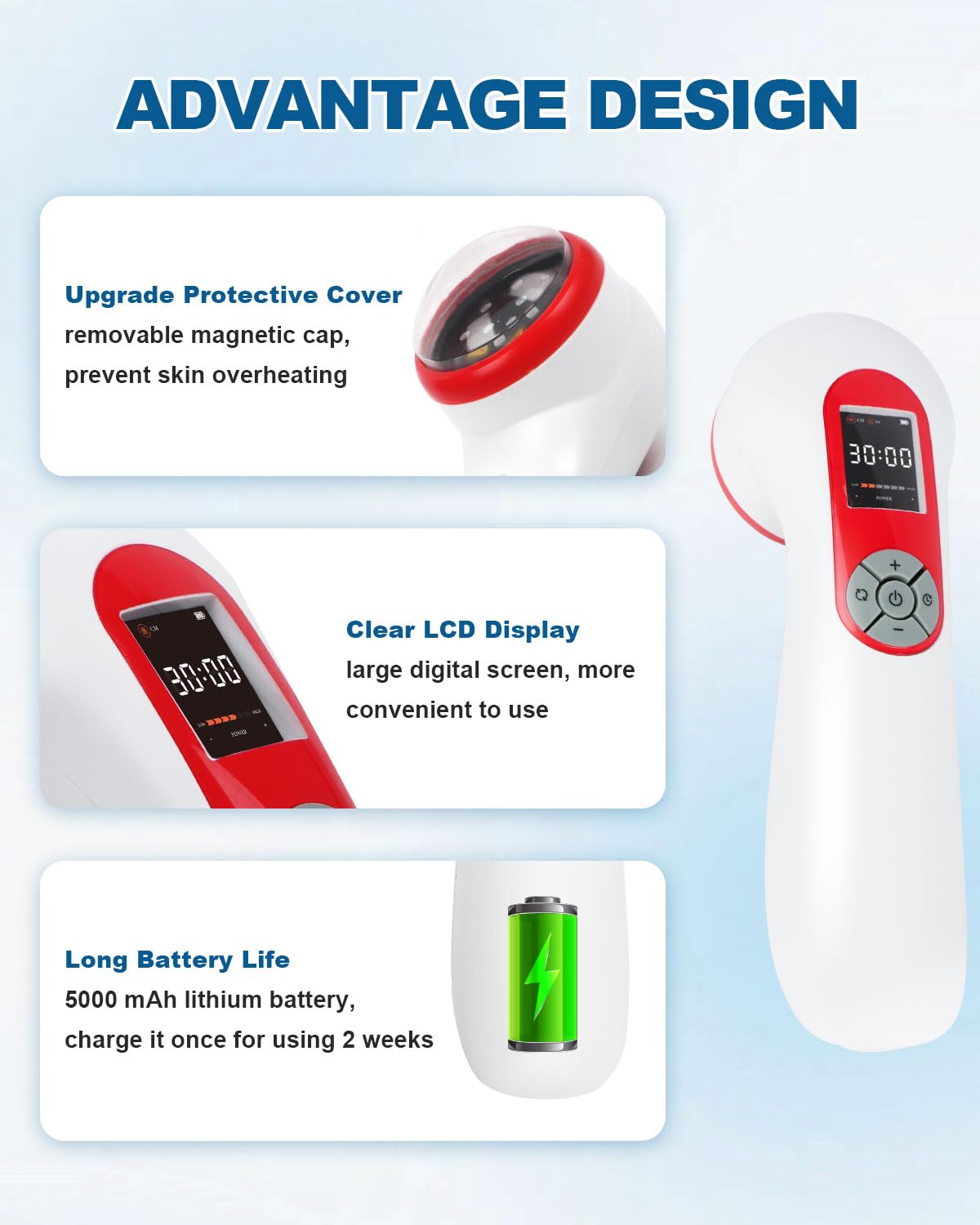 LLLT Cold Laser Therapy Device with Protective Cover, 5 * 808nm & 10 * 650nm Human/Vet Handheld Infrared Red Light Therapy, Pet Dogs Treatment Device for Muscle Pain Relief & Improve Healing(White)