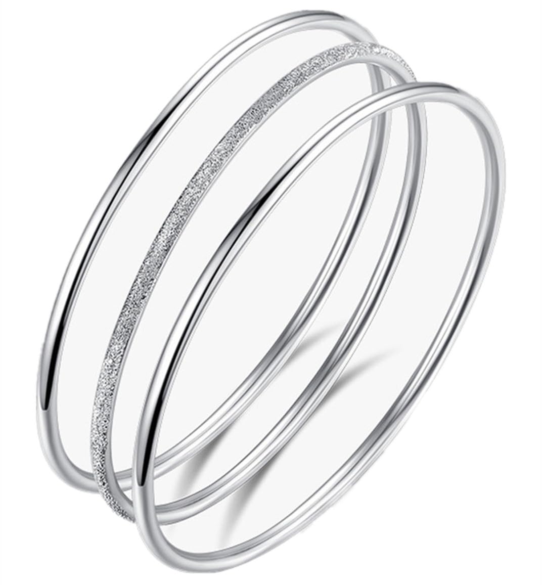 Sterling Silver Bangle Bracelets for Women,Fashion Jewelry Simple Adjustable 925 Silver Cuff Bangles for Women Mom Wife Valentine Mothers Day Gift (Silver-A1)