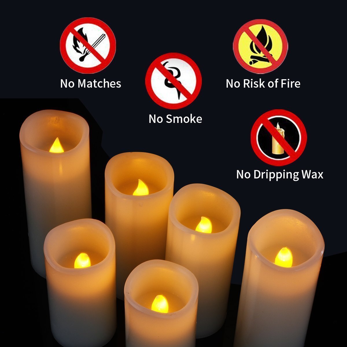 Hanzim Flameless Flickering Battery Operated Candles D2.2''*H4 5" 6"" 7"" 8"" 9"" Set of 9 Ivory Real Wax Pillar LED Candles with 10-Key Remote and Cycling 24 Hours Timer (Ivory)"