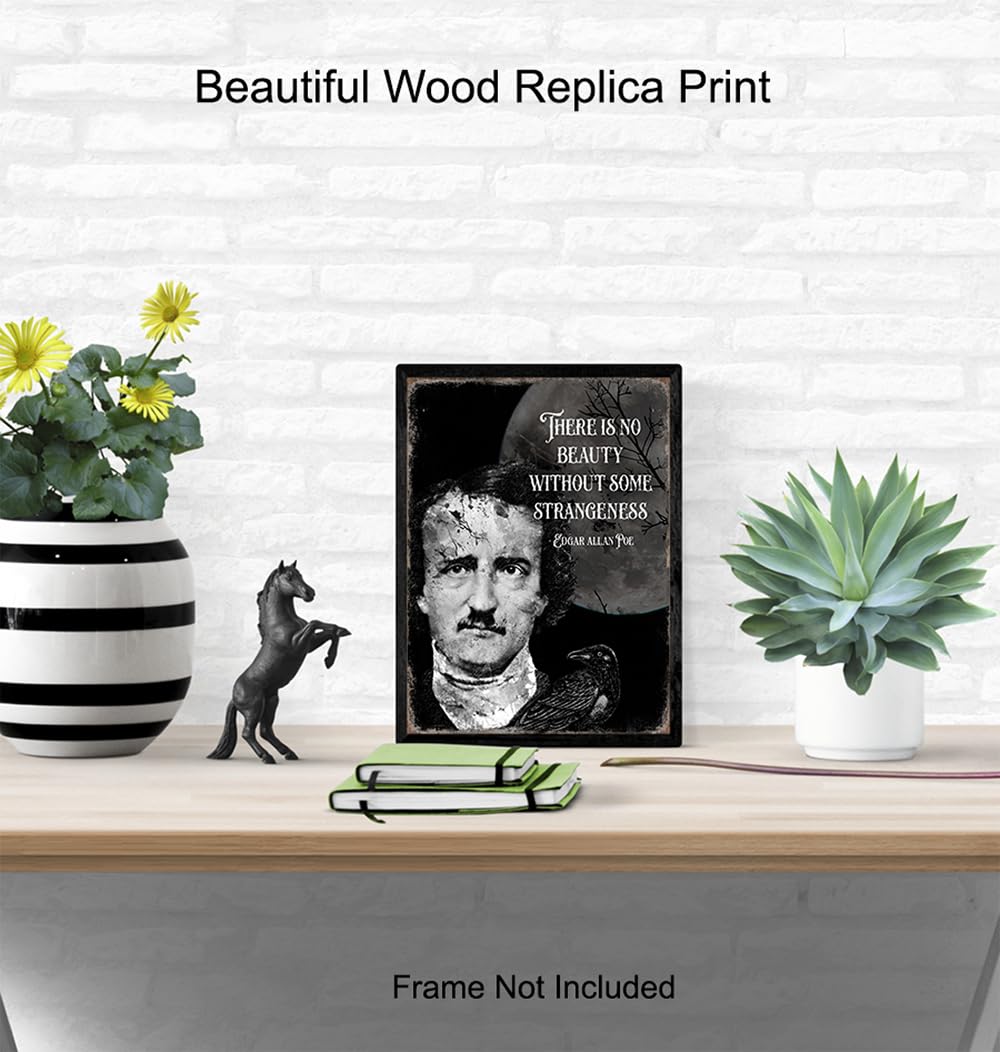 Edgar Allan Poe Gothic Wall Art 11x14 - The Raven Creepy Print - Spooky Scary Gothic Home Decor - Inspirational Quotes Halloween Decoration - Witch Wicca Gifts - Horror Movie Poster - Goth Wall Art