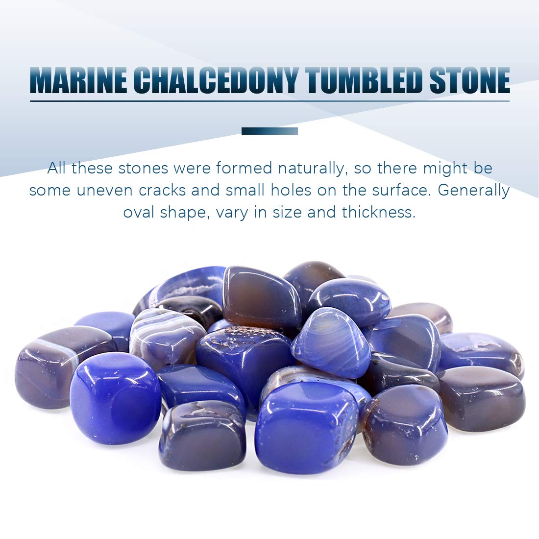 Swpeet 1Pound Marine Blue Agate Bulk Stone Large Gemstone Crushed Pieces 0.75-1" inch Tumbled Stone Chips Crushed Natural Crystal Quartz Perfect for Jewelry Making Home Decoration