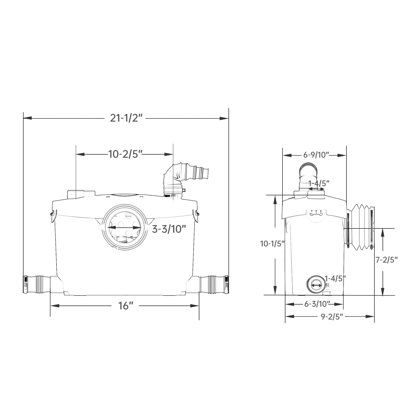 SUPERFLO 750W Macerator Pump for Basement Toilet System 32.8 Ft/10 M Head, 9,000 L/h Flow, Macerating Sewerage Sump Pump with 4 Water Inlets for Toilet, Kitchen, Sink, Shower