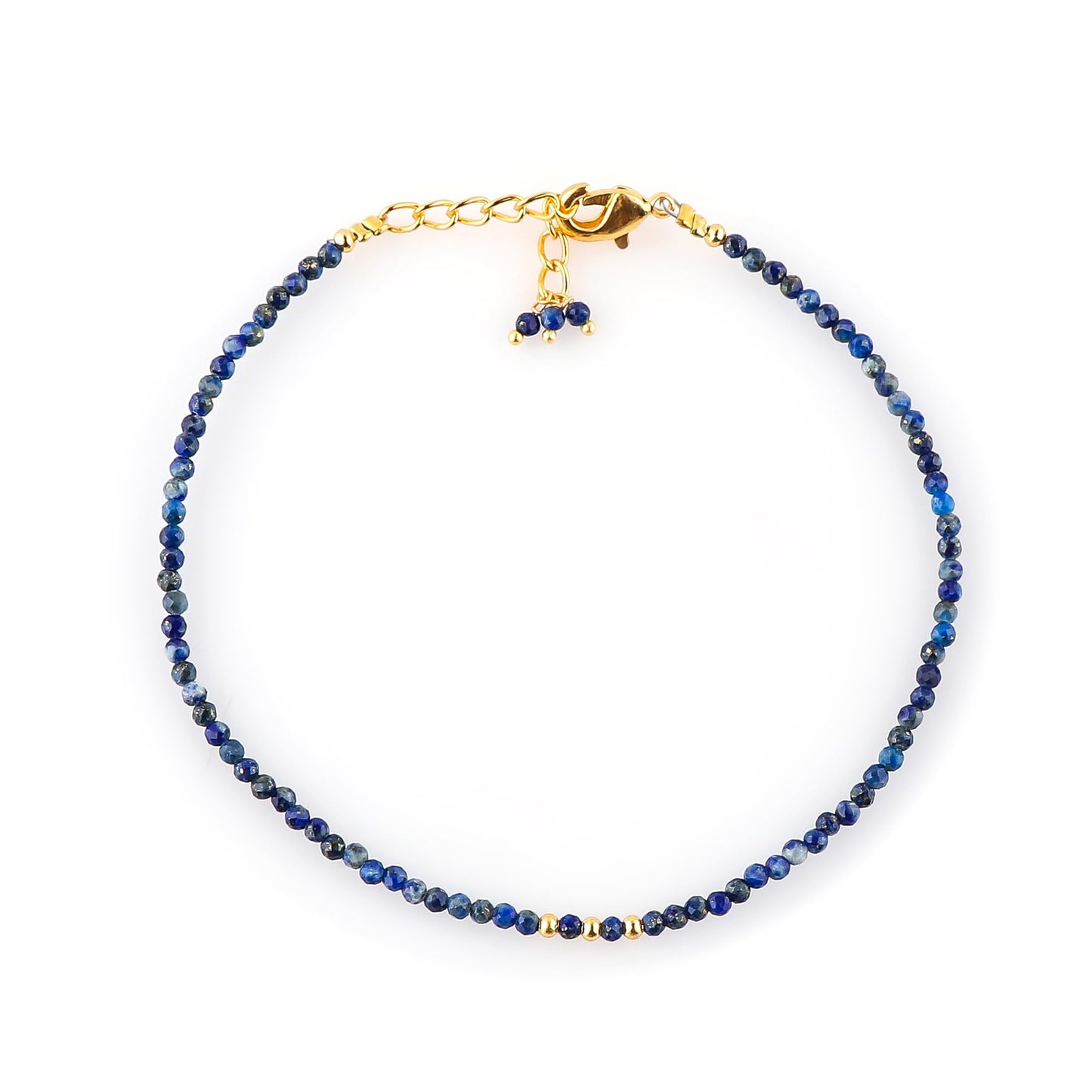 NJCRAFT Handmade Bohemian Gold Plated Lapis Lazuli Bracelet for Women – Adjustable 8 Inch Dainty Micro Faceted Gemstone Beaded Jewelry, Hypoallergenic Gift for Her