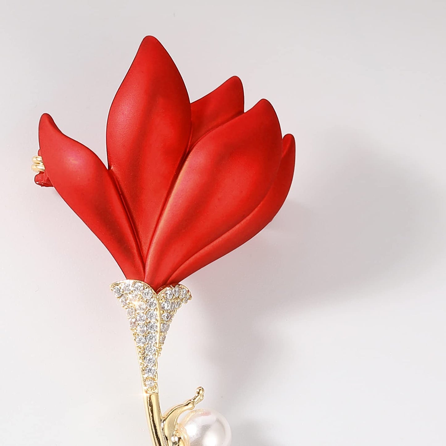 AILONMEI Floral Series Brooch Pins For Women Fashion Costume Pearl Flower Designer Broach & Pins Jewelry Christmas Gift (Poppy)