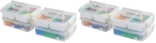 IRIS USA 1 Qt. Plastic Storage Bins with Lids, 4 Pack, Craft Storage Container, Sensory Bin, Organizing Containers for Home, Office & Art Supplies, Stackable, White