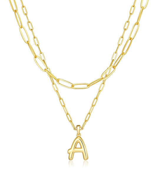 adoyi Gold Heart Initial Necklaces for Women Hers Dainty 14K Gold Plated Heart Layered Letter A Pendant Necklace Stack Jewelry Birthday Valentines Gifts for Women Mom and Wife