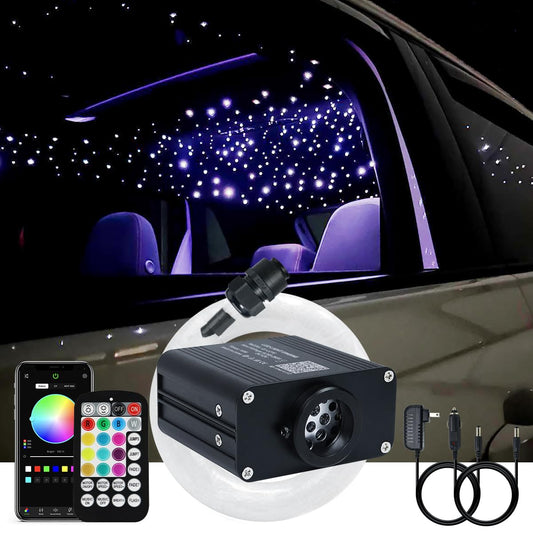 AKEPO 16W Twinkle APP Fiber Optic Starlight Headliner Lights Kit, 650pcs 13.1ft/4m 0.03in Optical Fiber Star Music Activated RGBW Ceiling Light Kit for Car Headliner Star/Home