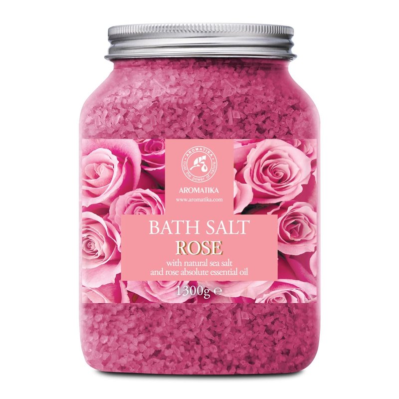 Rose Bath Salts 46 Oz – Natural Rosewood Oil & Rose Extract – Bath Additive for Spa and Skin Care