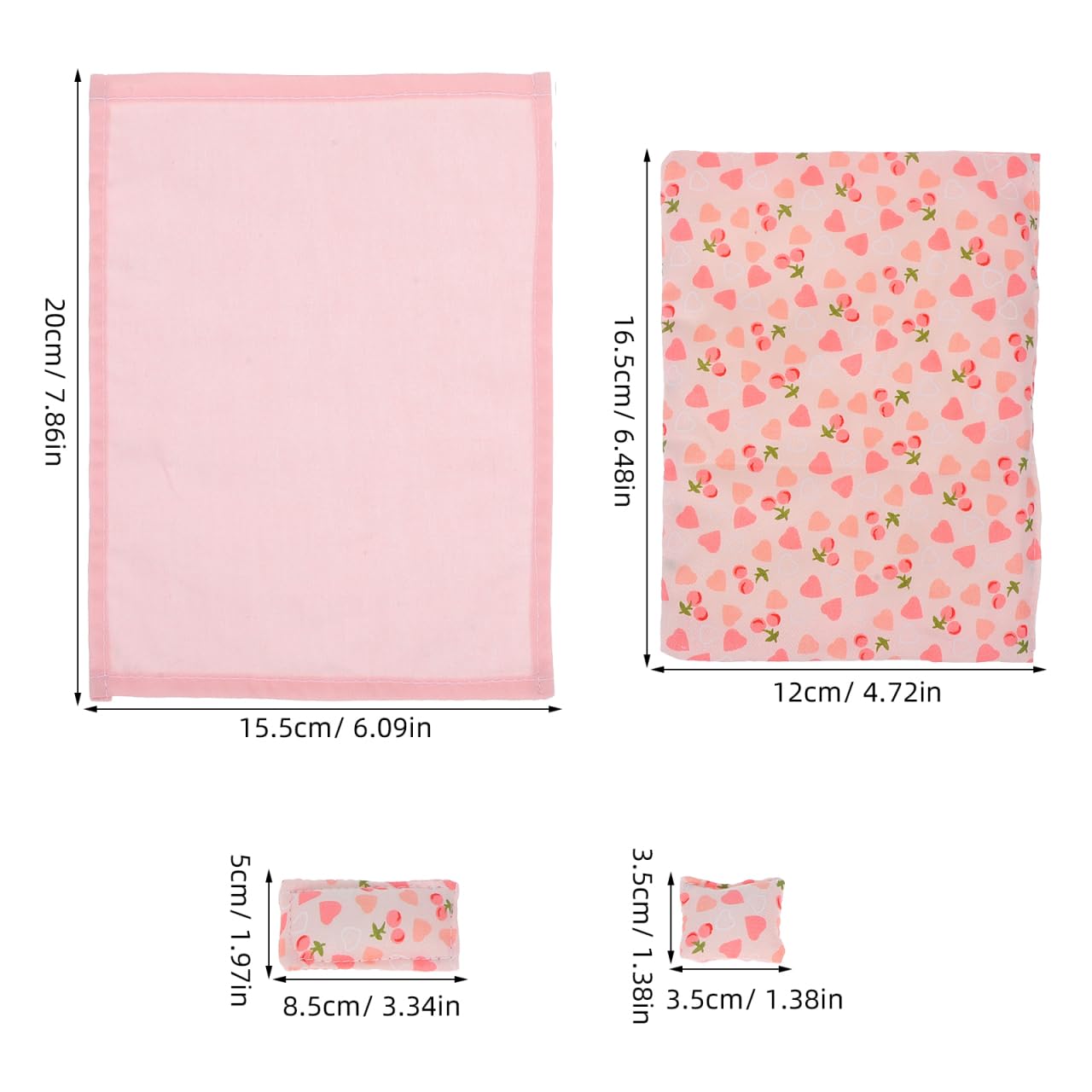 ibasenice Doll House Bedding Set - 1:12 Scale Miniature Bed Sheet, Quilt, and Pillows Kit - Soft Fabric Bedroom Accessories for 12-Inch Dollhouse Furniture Decor - Pink Heart Design