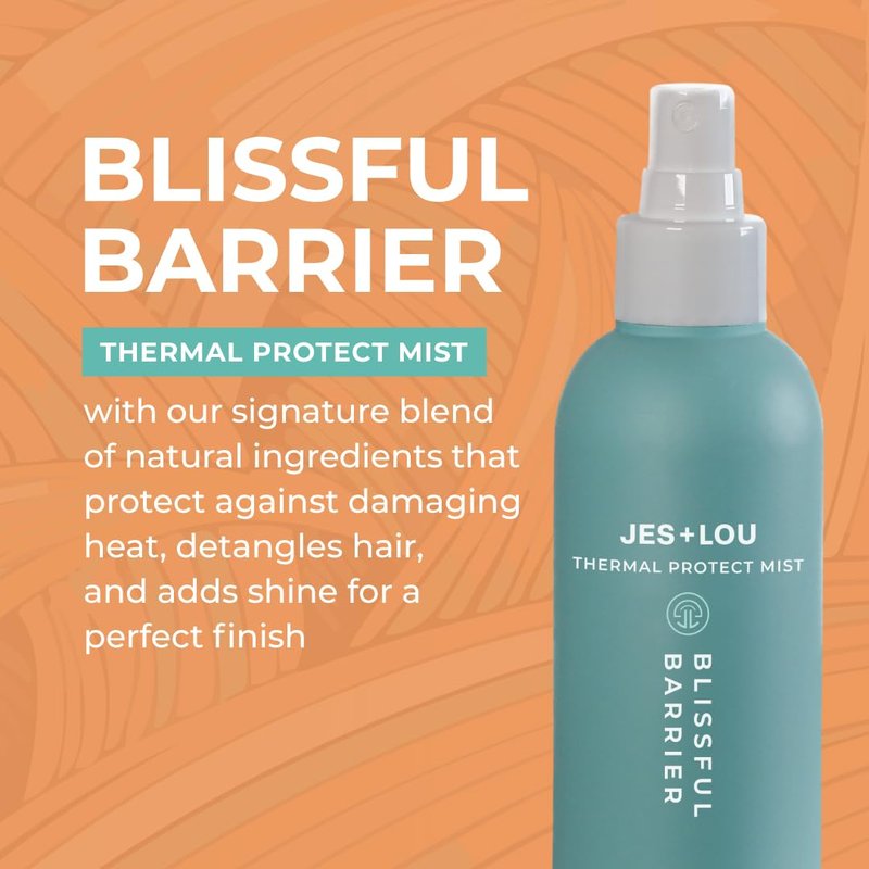 Jess & Lou Beauty Heat Protectant Spray with Natural Ingredients for Smooth, Frizz-Free Hair, Sulfate-Free Vegan Thermal Protection Mist for Blow Dry & Flat Iron, Toxin-Free Shine Spray (4 fl. oz)