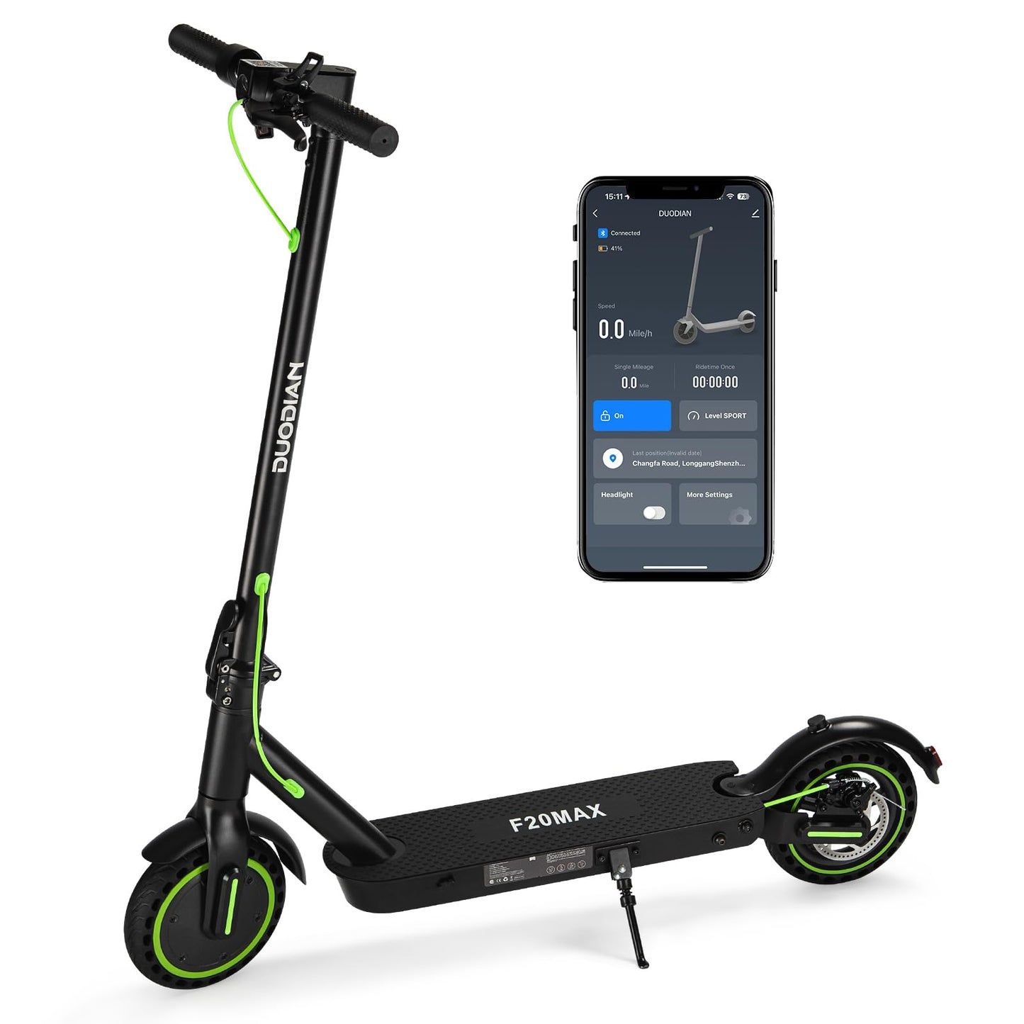 Electric Scooter Adults,Folding E Scooter with 350/500W Motor 19 Mph 18 Miles Range,8.5" Solid Tires Folding Commuting Motorized Kick Scooter (350W 19MPH 7.8AH 18 Miles Dual Rear Suspension - Green)