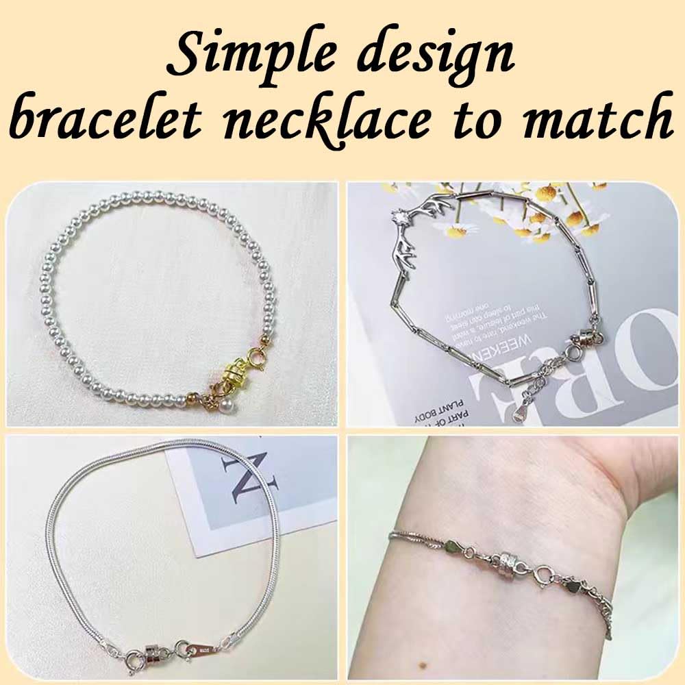 925 Silver Magnetic Necklace Clasps, Magnetic Necklace Clasps and Closures for Bracelet Necklace Extender (4pcs | 2gold & 2silver)