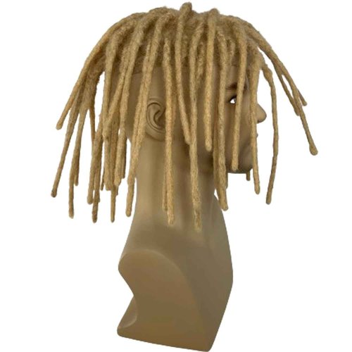 Voloria 8inch Transparent Full Lace Base Afro Dreadlock Extensions Toupee For Men and Women, 0.6cm Loc Extensions Human Hair Dreadlock 10x8inch #613 Blonde Color