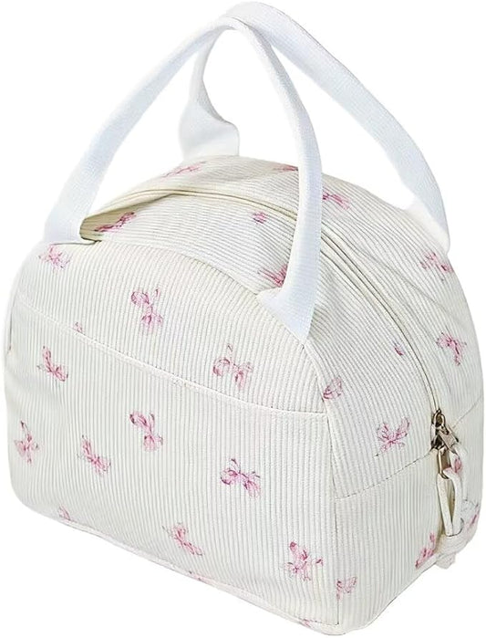 Lunch Box for Women, Reusable Insulated Lunch Box Floral Tote Bags Corduroy Totes for Women Office Work Travel Picnic