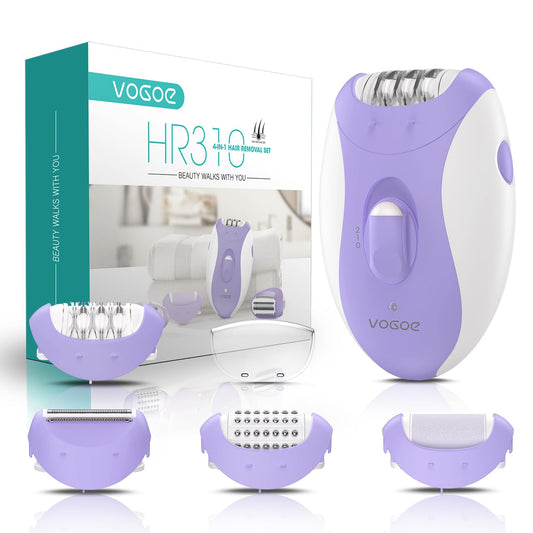 VOGOE Epilator for Women-Cordless Epilators Hair Removal for Women, 4-in-1 Electric Razor Hair Remover, 2 Speeds & 21 Tweezers for Face Legs Arms Armpit Bikini, Purple HR310