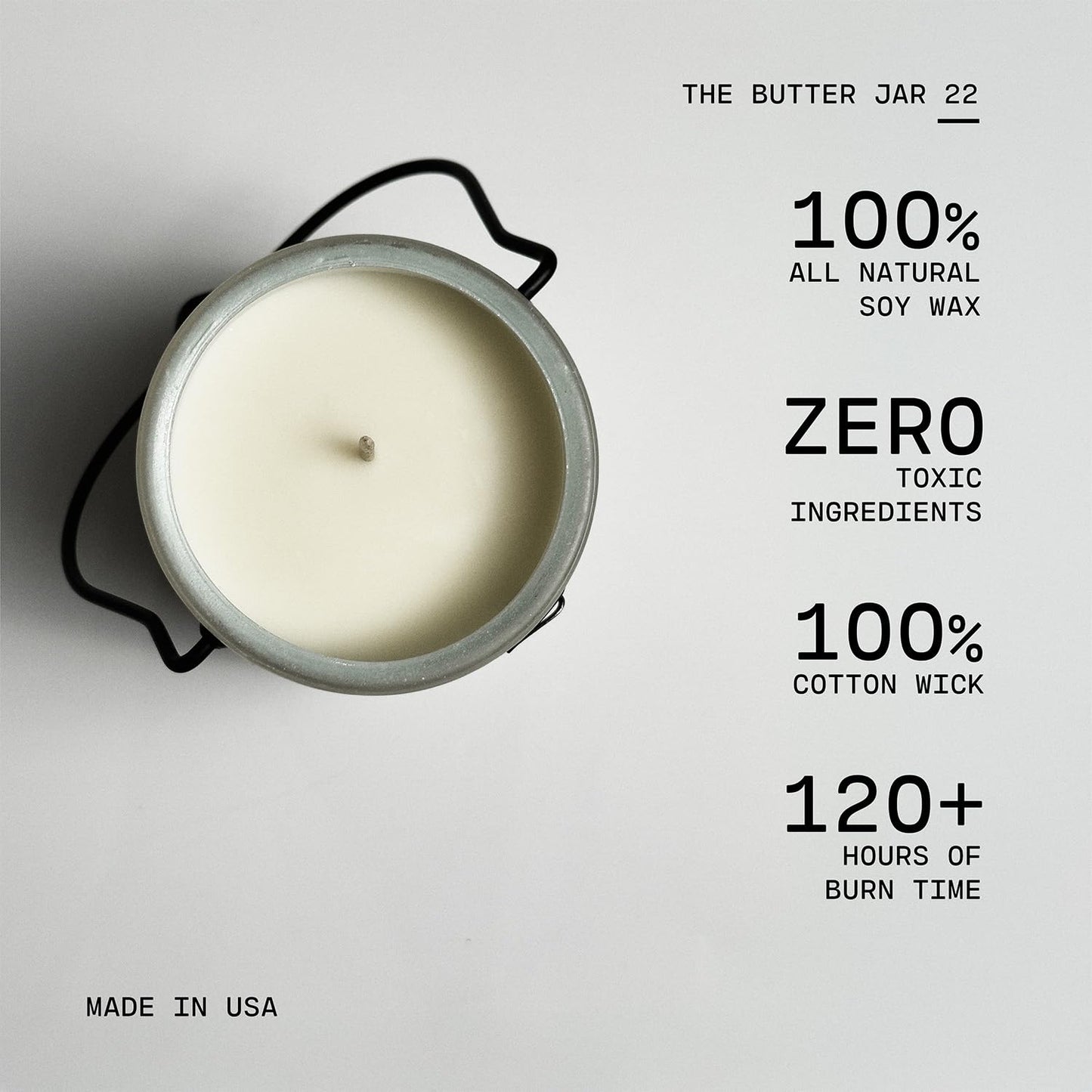 Milkhouse Candle Company Cotton Blossom Soy Candle - Cotton & Sea Grass | Dewy Violet | Powdery Musk Scented - 22 oz Butter Jar with Lid, 120+ Hours of Burn Time, Made in the USA