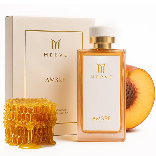 Merve Ambre Perfume For Women 3.4 oz | Long Lasting Fragrance | Jasmine, Honey, Floral, Fruity, Soft Spicy, Amber, Musk | Eau de Parfum