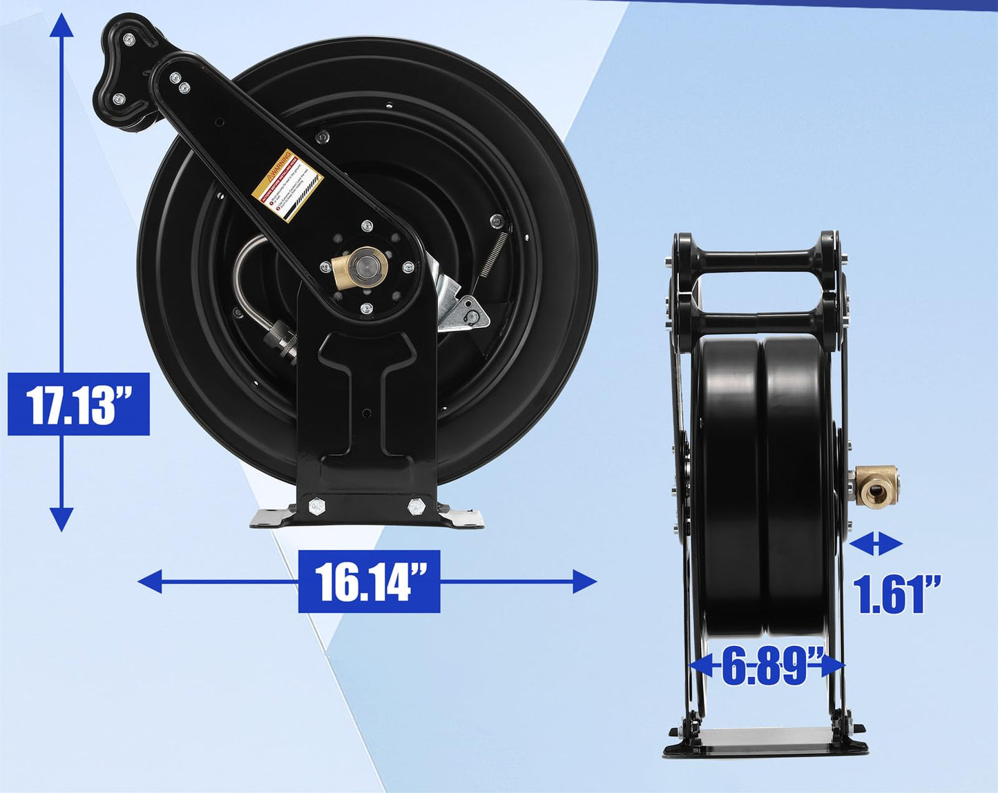 Retractable Pressure Washer Hose Reel, Heavy Duty Steel Professional Power Wash Hose Reel ，Double Arm 50FT x 3/8" with 5 ft Lead for Water/Air/Oil，4000 PSI [Pressure cleaning hose not included ]
