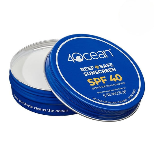 4ocean Reef-Safe Sunscreen SPF 40 - Broad Spectrum UVA/UVB Protection - Ocean-Friendly, Water-Resistant, Non-Nano Zinc Oxide Formula - 2.8 oz (Each tin funds removal of 1 pound of trash)