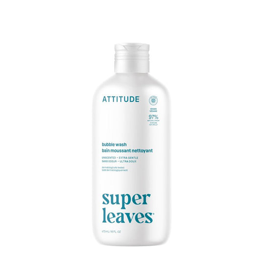 Attitude Bubble Bath, EWG Verified, Plant and Mineral-Based, Dermatologically Tested, Vegan Body Care Products, Extra Gentle, Unscented, 16 Fl Oz