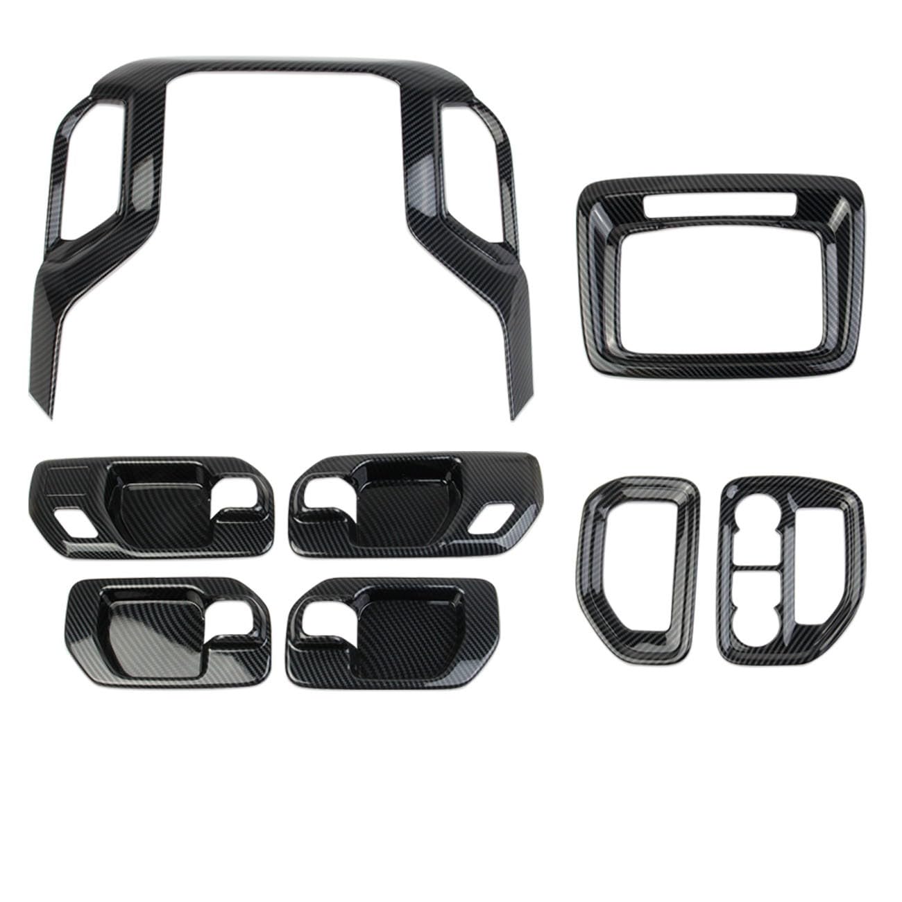 Fewshaw Carbon Fiber Center Console Dashboard Kit Trim for 2019-2026 Chevy Silverado/GMC Sierra 1500 2500 3500 (8-piece Set)