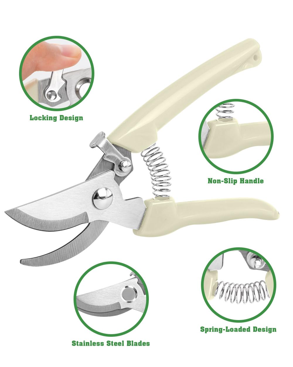 EWPJDK 4 Pack Garden Shears, Stainless Steel Shears Gardening Tools, Scissors, Garden Clippers, Pruning Shears (White)