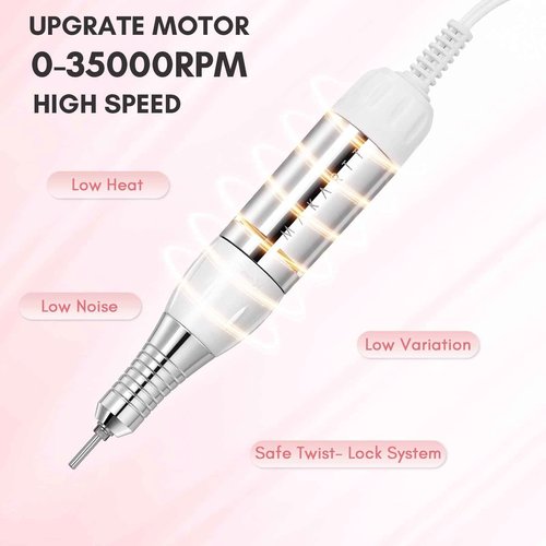 Makartt Nail Drill Bits, 10Pcs Dimond Sanding Bit Set Bundle With Genesie Nail Drill Professional 35000RPM Electric Nail File Machine